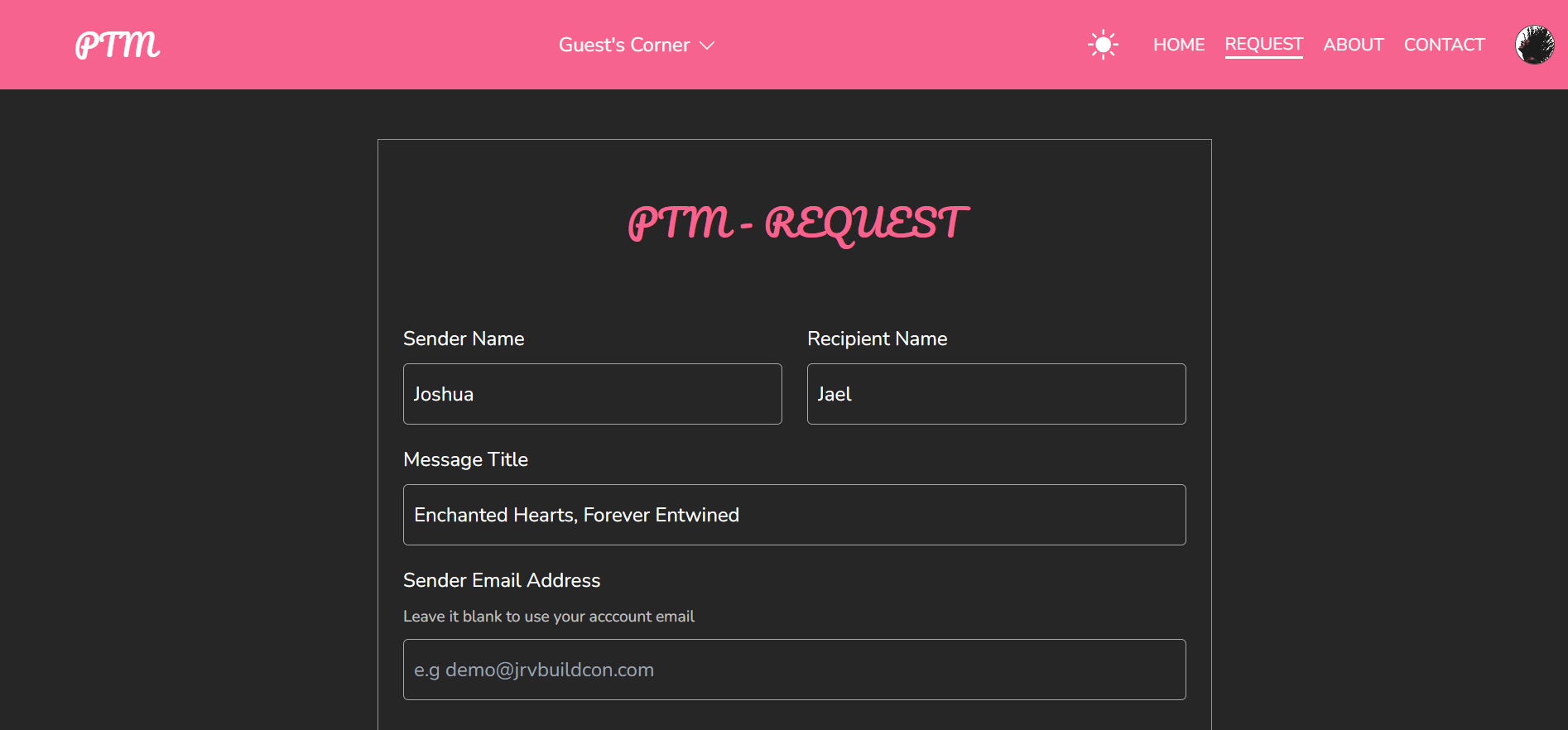 ptm sign up form image